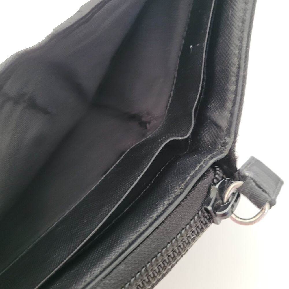 Vintage Prada Milano Black Nylon Saffiano Leather Zip Around Wallet Made in - Picture 6 of 16